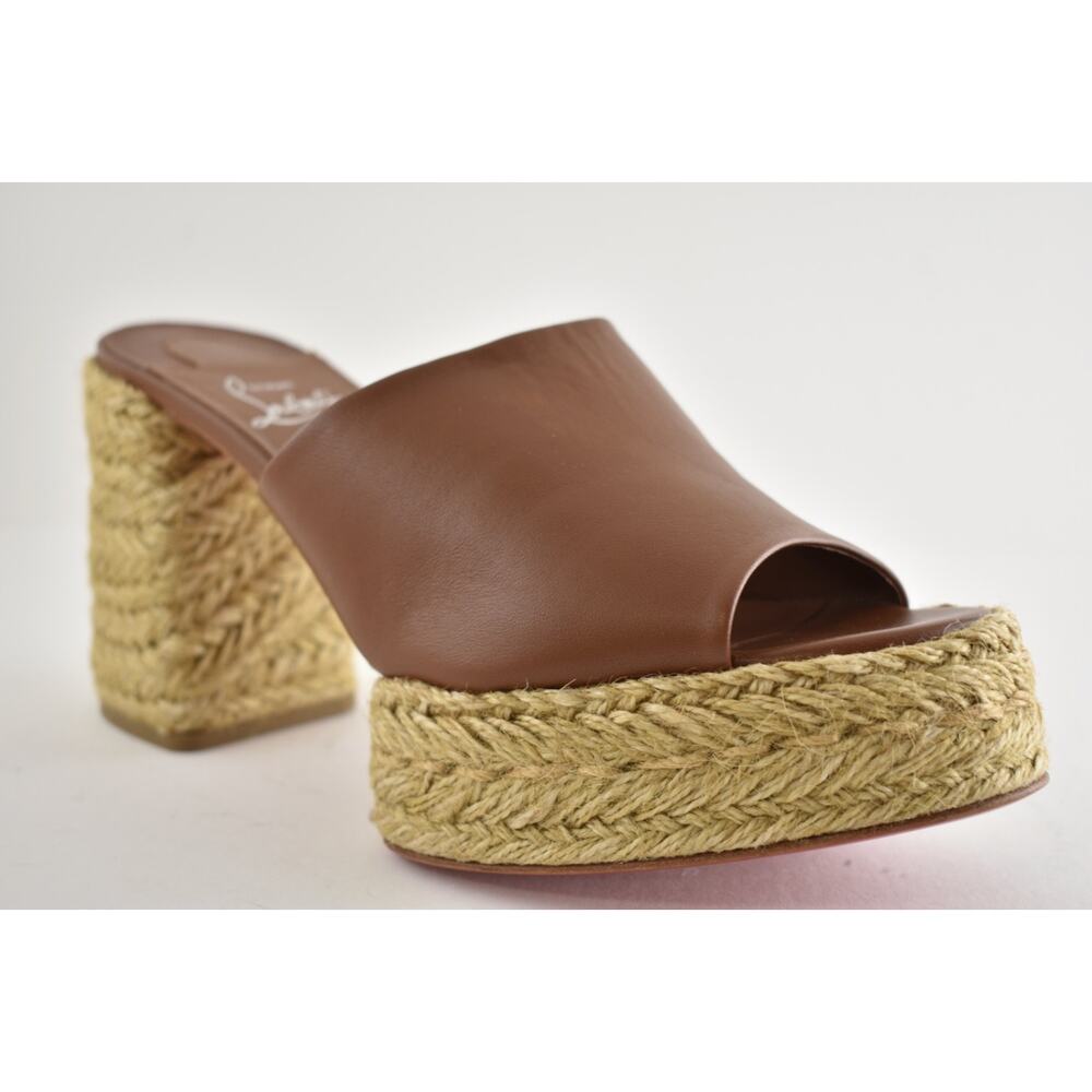 Christian Louboutin Calakala Mule 85 Brown Leather Block Heel Platform Sandal 40 - Picture 6 of 16